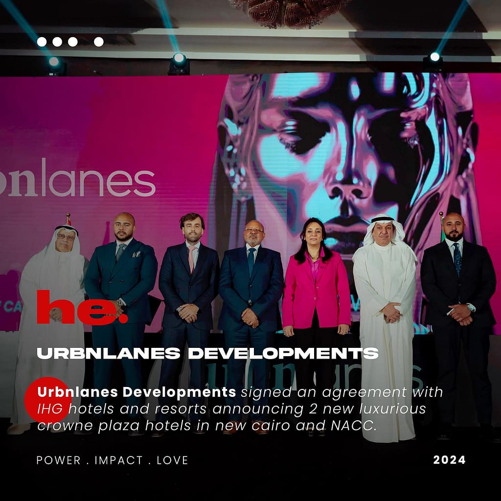Urbnlanes Developments, a subsidiary of the Kuwaiti giant Emeel Abdalla Investment Group and IHG Hotels & Resorts have signed an agreement to create two new luxurious Crowne Plaza hotels in New Cairo and NAC. With over four billion EGP of investment.